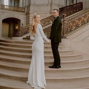 LULU’S Feeling Of Forever White Long Sleeve Mermaid Maxi Dress